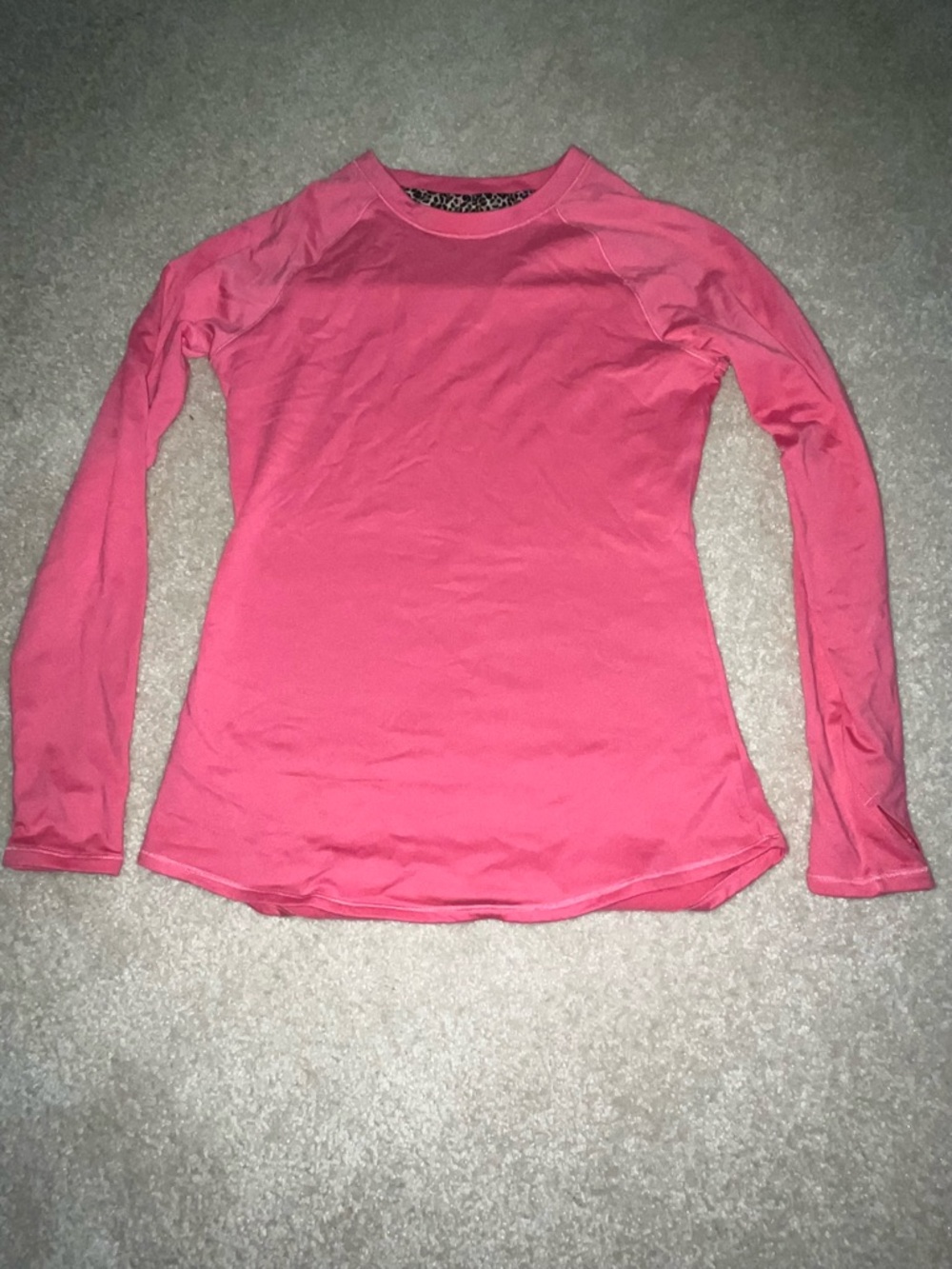 Cuddl Duds Long Sleeve Crewneck Top in Hot Pink w/ Thumbholes